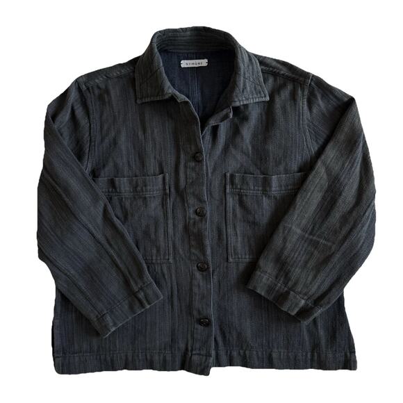 NYMANE 2 Piece Set Susie Work Shirt & Wide Leg Pants In Black Cotton Drawstring - Picture 2 of 15